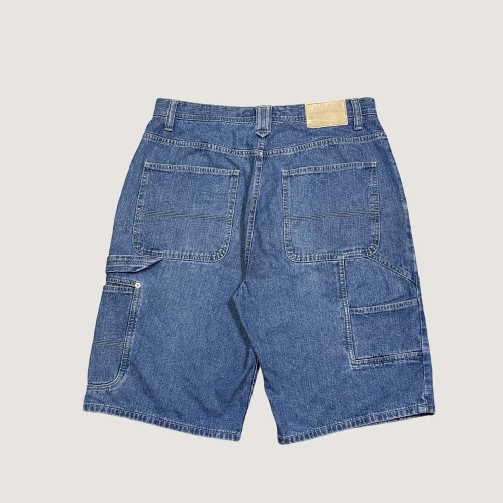 Industrial Exchange Mens Carpenter Denim Shorts Medium Wash Blue Utility 33